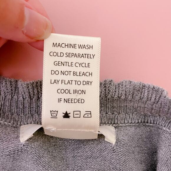 Max Studio Ruffle Scoop Neck Long Sleeve Knit Pullover Sweater Gray size S NWOT - Picture 9 of 12